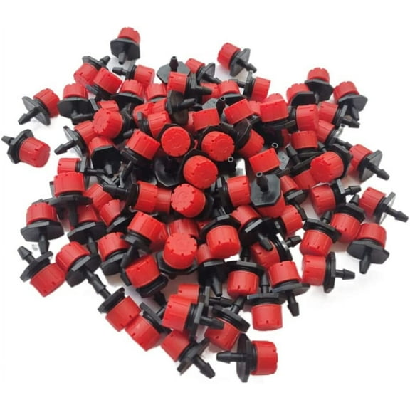 Adjustable Irrigation Drippers Sprinklers Parts, 1/4 Inch Emitter Dripper Micro Drip Irrigation for Watering System, Garden, Flower beds, Lawn (100 Pack)