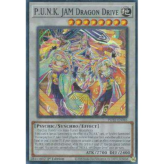 YuGiOh Power of the Elements Super Rare P.U.N.K. Jam Dragon Drive POTE-EN046