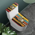 thumbnail image 2 of COEQINE Owl Stripes Toilet Lid Dust Cover 2 Pcs Set, Elastic Bottom Easy Installation Polyester Fabric Toilet Cover Set for Bathroom Decor Accessories, 2 of 7