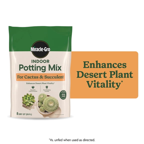 Miracle-Gro Indoor Potting Mix for Cactus and Succulent, Fast-Draining Formula, 8 qt.