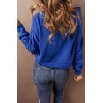 thumbnail image 5 of Women's Dark Blue Drop Shoulder Cropped Hoodie with Drawstring | (US 4-6)S, 5 of 8