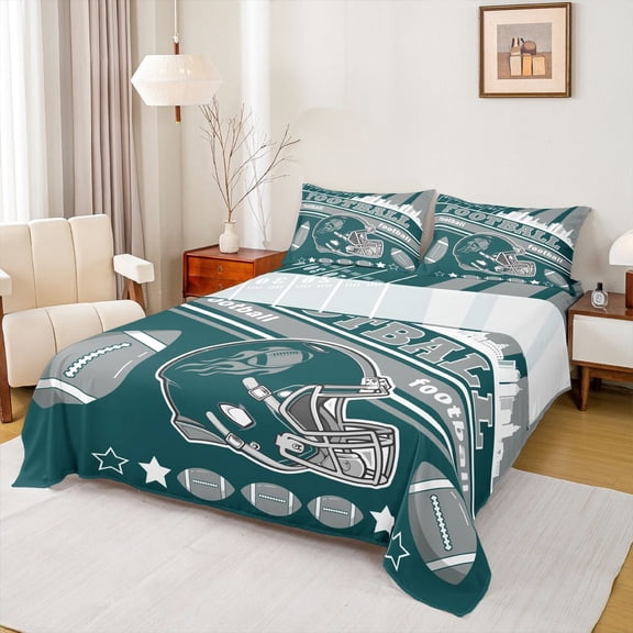 Erosebridal Football Bed Sheets Set Twin Size Philadelphia Sheet Set American Football Gifts for Football Fans Women Men Football City Sheets with Deep Pocket Fitted Sheet
