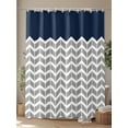 thumbnail image 4 of Shower Curtains Herringbone Pattern Bath Curtain Vintage Navy Blue Grey Waterproof Bathroom Shower Curtain Set with Hooks Decoration 72 x 72 Inches, 4 of 7