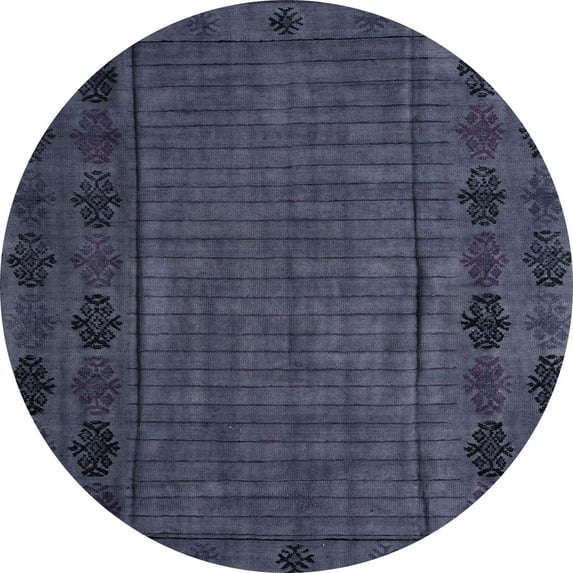 Ahgly Company Indoor Round Abstract Purple Abstract Area Rugs, 8' Round