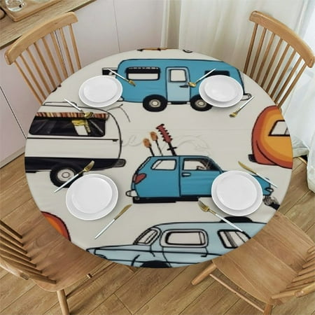 

BCIIG Maximalist Round Table Cover Stain Resistant & Washable Indoor Outdoor Tablecloth Kitchen Dining Wedding Parties Full Width Single-Sided Printing 100% Polyester Fiber 46 -50