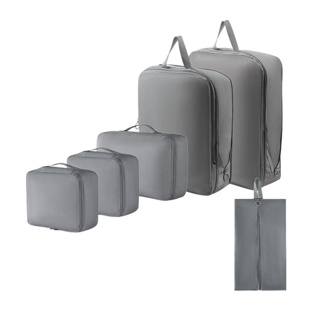 Bolsa de viaje de 6 uds., bolsa organizadora de equipaje, multiusos, resistente al desgaste, organizador de embalaje de equipaje, bolsa de zapatos par Gris