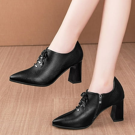 

Fashion Autumn Women Ankle Boots High Heel Solid Color Pointed Toe Side Zipper Style
