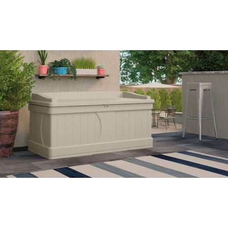 Suncast 99 Gallon Deck Box, Plastic, Light Taupe, DB9000, 53.5 in D x 24 in H x 27.5 in W, 43.8 lb