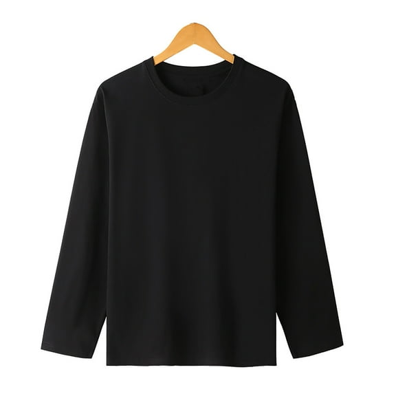 AXXD Black Basic Sexy Shirts for Women Summer 2024 Long Sleeved Round Neck Loose Bottomed Classic Solid Color T-shirt Long Sleeved Round Neck Tops/Shirt