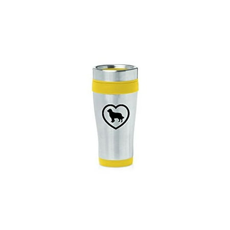 

Yellow 16oz Insulated Stainless Steel Travel Mug Z137 Golden Retriever Heart MIP