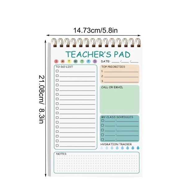 Cuaderno de Notas Adhesivas Tamaño A5 con Espiral, Colores Vivos | Agenda Diaria | 50 Páginas | Organizador de Tareas Diarias con Espiral Verde | 21 X 14 Cm | 1 Unidad