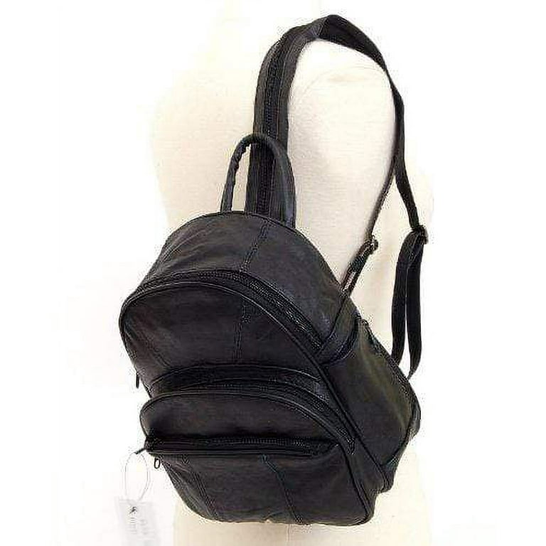 MULTI SAC BLACK FAUX LEATHER CONVERTIBLE BACKPACK/PURSE WITH ADJUSTABLE  STRAP