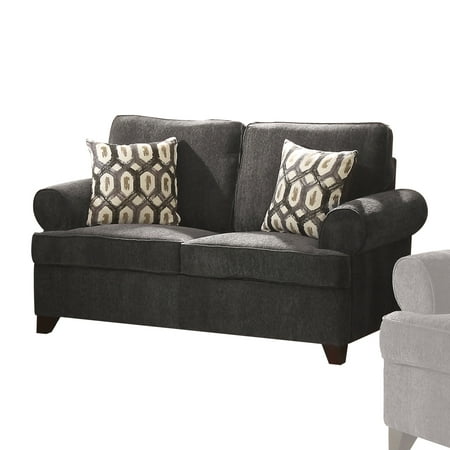 Acme Alessia Dark Gray Chenille Loveseat Sleeper With 2 Pillows