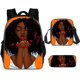 thumbnail image 3 of African Girl Backpack - 3 in 1 Schoolbag Backpack with Shoulder Bag Pencil Case, B-08, 3 IN 1, 3 of 3