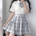 thumbnail image 5 of CZJMS Falda plisada japonesa para mujer, cintura alta, moda JK, minifalda a cuadros, elegante lazo, línea A, baile de verano, para niñas, Cosplay, 5 of 5