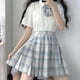 thumbnail image 5 of CZJMS Falda plisada japonesa para mujer, cintura alta, moda JK, minifalda a cuadros, elegante lazo, línea A, baile de verano, para niñas, Cosplay, 5 of 5
