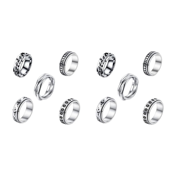 Minnieouse 5 uds anillos giratorios de acero inoxidable resistente al desgaste ligero anillo para aliviar el estrés resistente al agua banda de boda Type1 NO1