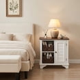 thumbnail image 3 of iooHug modern bedside table also serves as a side table and comes with two woven grass baskets, suitable for both bedrooms and living rooms.(White), 3 of 7