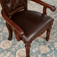 thumbnail image 6 of Furniture of America Rukia Tufted Indoor Faux Leather and Wood Brown Cherry Arm Chairs (Set of 2), 6 of 6