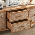 thumbnail image 5 of Mid Century TV Stand for TVs up to 65", Rattan Media Console with Drawer & Door, Boho Distressed Wood Entertainment Center for Living Room, 5 of 9