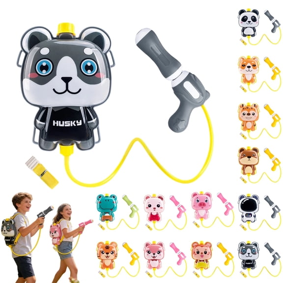 PURJKPU Animal Shape Backpack Water Gun, Lightweight, 8×6×1.8in, Pink Blue, Toddler Safe Outdoor Water Toy
