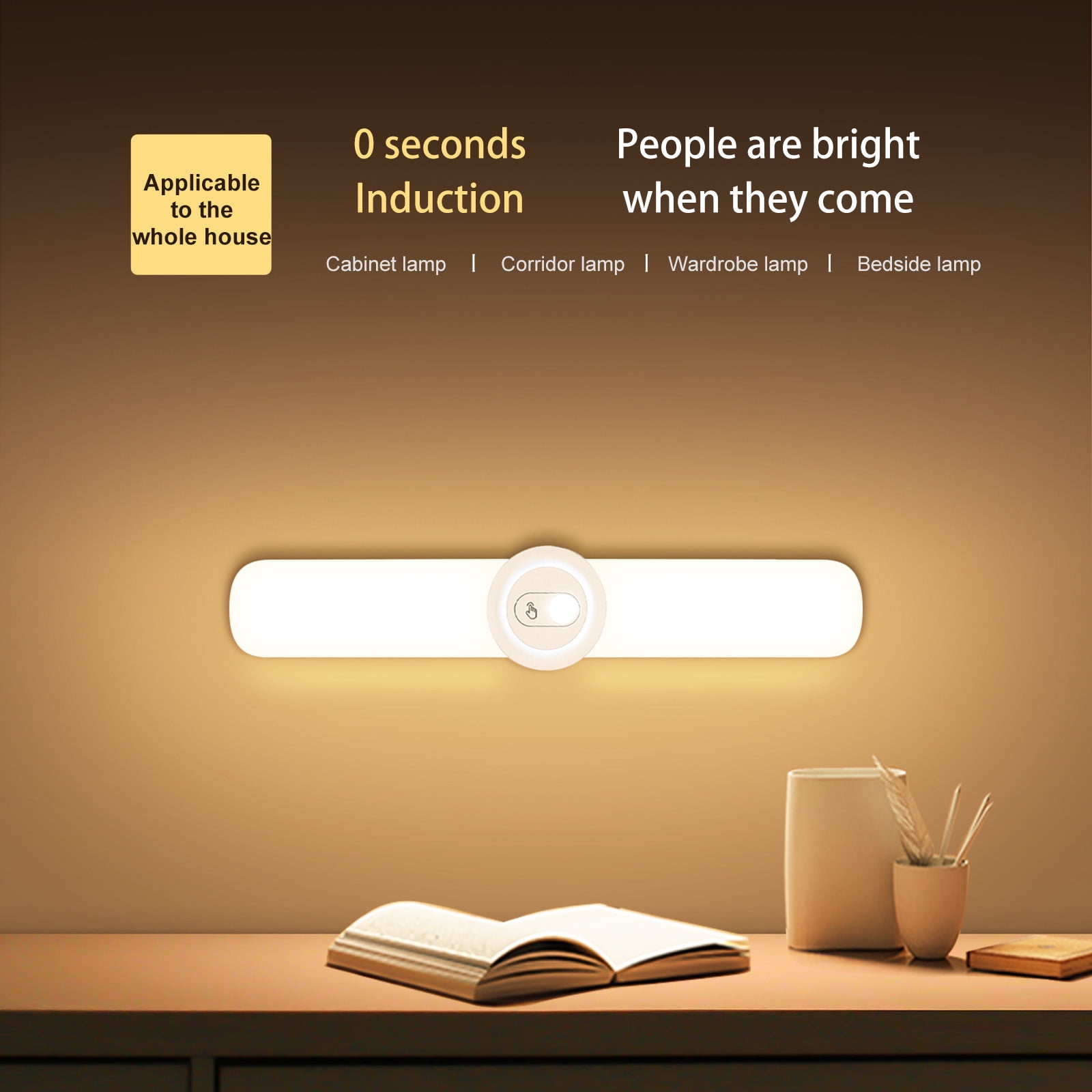 Wireless Motion Sensor Light, Battery Powered LED Closet Light, Dimmable Under Counter Lighting, Remote Control for Stairs and Wardrobes, Versatile Indoor Use