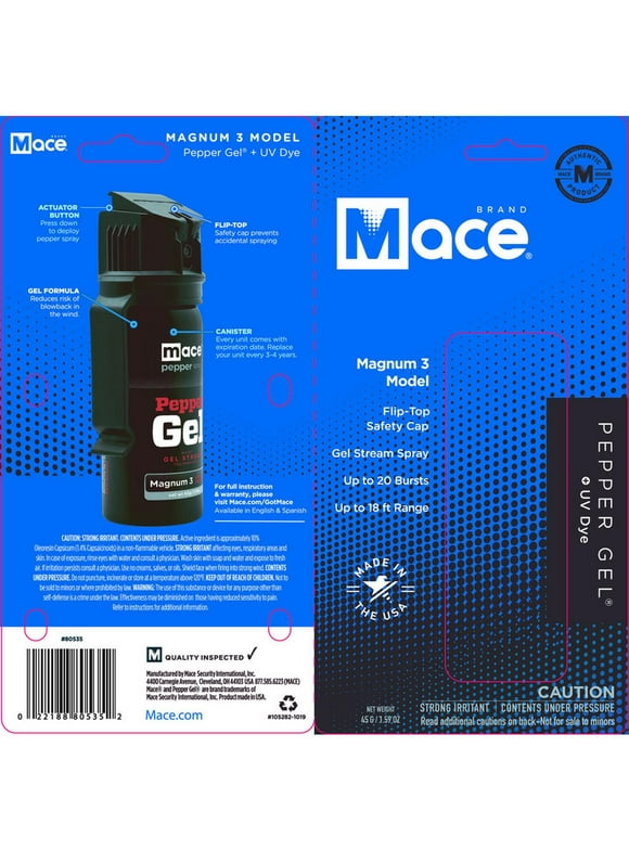 Mace Magnum 3 Black Aluminum/Plastic Gel Pepper Spray