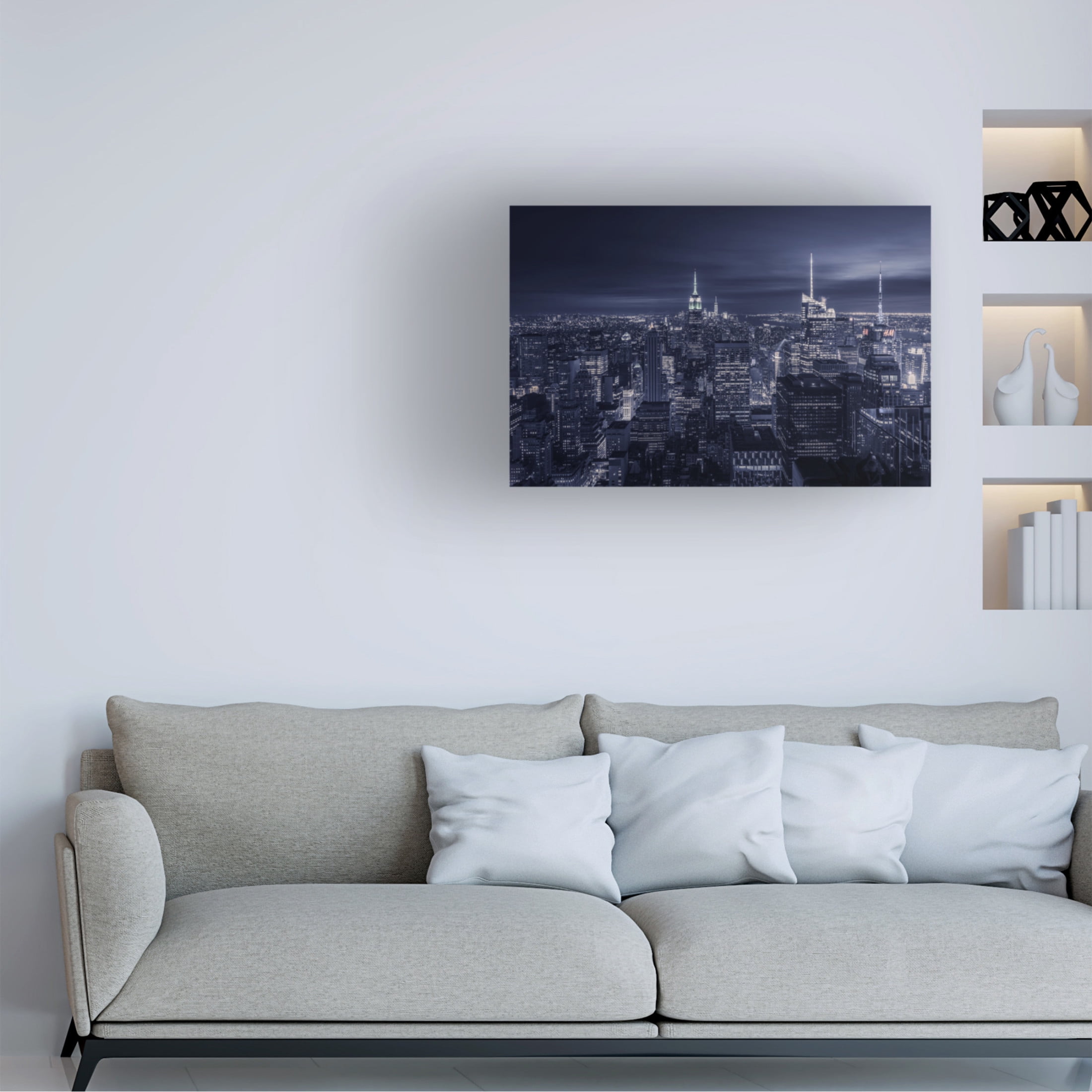Canvas Wall Art - Jorge Ruiz Dueso 'Blue City' Wall Art for Living Room, Bedroom, or Office D?cor by Trademark Fine Art - 32 x 22 Inches