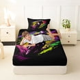 thumbnail image 4 of Castle Fairy Urban Motorbike Twin Sheet Sets 3pcs for Teens, Paint Burst Decor Bedding for Bedroom, Blue Pink, 4 of 6