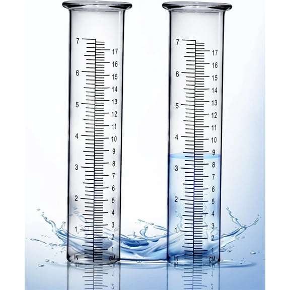 7" Plastic Rain Gauge Replacement Tube,Happon 2 Pack Transparent Cold Resistance Rain Crack Measuring Tool, Rain Measurement Gauge for Outdoor Garden Yard Home