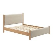 Hadi Queen Bed Beige & Natural Bed, Modern Style, Rubber feet protect floor from scratches, MDF, Indoor Bedroom