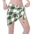 thumbnail image 3 of Disketp Green Tree Lumberjack Plaid Women Swimsuit Cover Up Short Chiffon Summer Beach Sarong Bikini Wrap Skirt Bathing Suit, 3 of 7