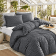 Dark Grey Boho Duvet Cover Set Queen Size Tuft Texture 3-piece ...