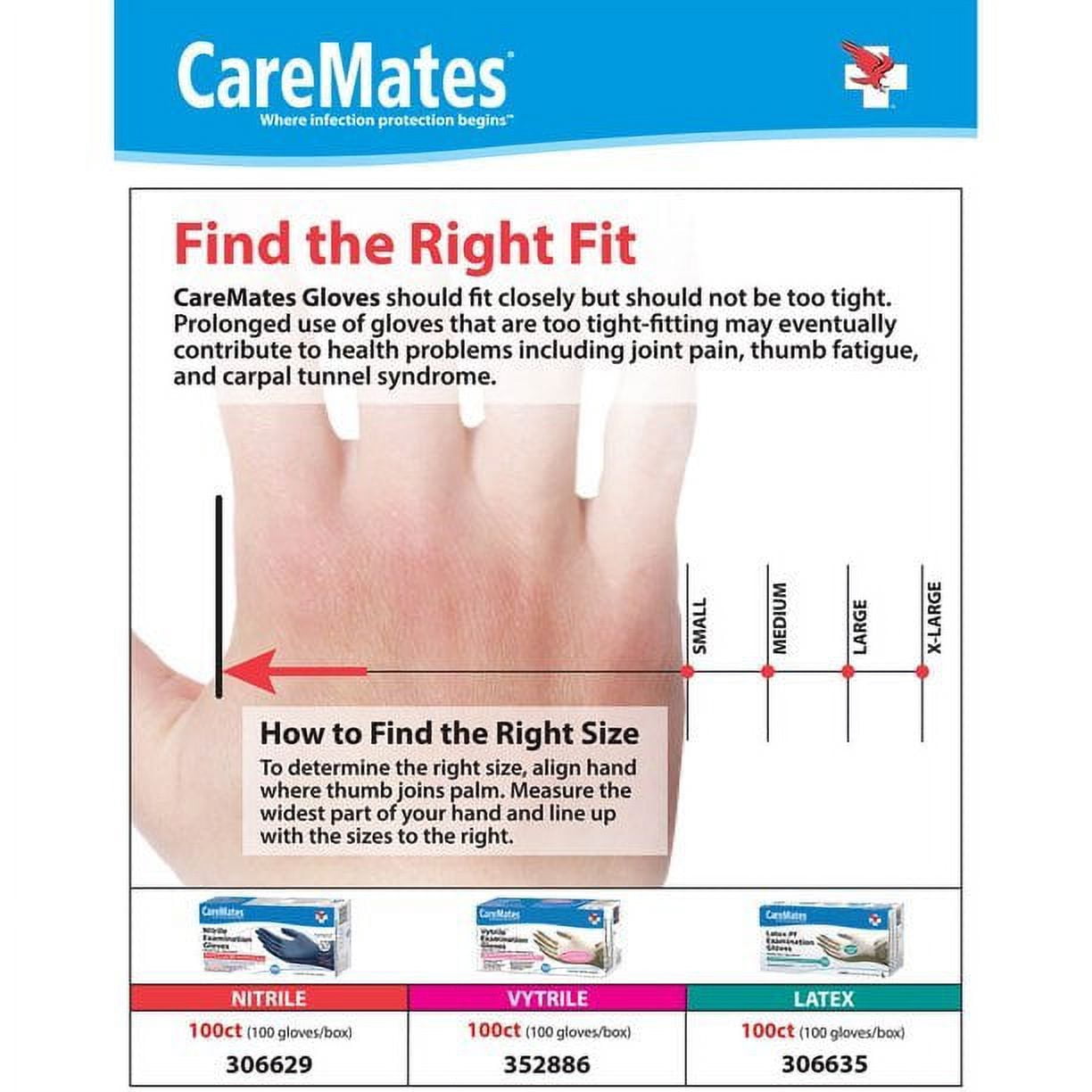 CareMates Nitrile Examination Latex & Powder Free Gloves, x-Large, 100ct