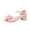 Pink, variant on LNMQLPDBS Girls Sandals Solid Color Bow Decoration Dress Shoes Open Toe Low Heels Adjustable Buckle Princess Shoes with Glitter High Heels for Little & Big Kids Girls Summer Shoes White 7-8 Years
