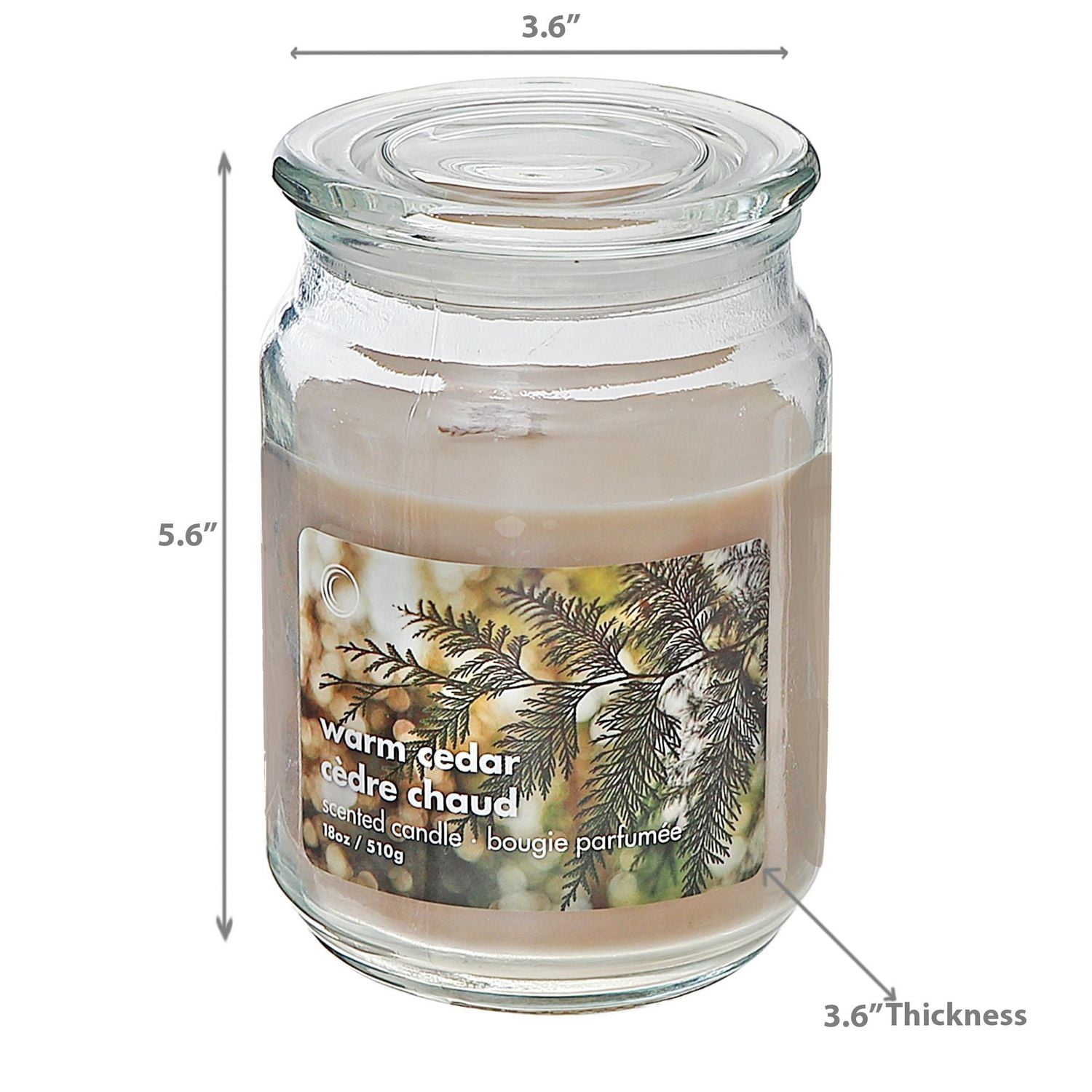 18 Oz Scented Jar With Glass Lid Warm Cedar - Set of 2