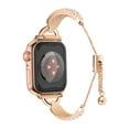 thumbnail image 3 of Compatible with Apple Watch Bands 38/40/41/42mm(S10) Women, for iWatch Series 10 9 8 7 SE 6 5 4 3 2 1, Bling Diamond Rhinestone Metal Wristband Bracelet, with Stopper Toggle, Rosegold, 3 of 5