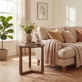 thumbnail image 4 of ELLEGNT 1 PCS Rubber Wood Round Side Table – Triangular Support End Table for Bedroom, Living Room, or Small Space, 4 of 10
