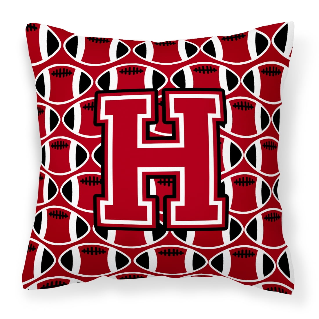 Letter H Football Red, Black and White Fabric Decorative Pillow ...