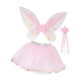 thumbnail image 4 of Conjunto de 3 piezas de falda tutú y bastón con alas de hada para niñas, trajes de baile para niños, disfraces Rosa, 4 of 9