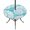 Turquoise, Teal, White, variant on Round Outdoor Tablecloth with Umbrella Hole and Zipper, Navy Blue Conch Coastal Tablecloth with Elastic Waterproof, Nautical Summer Ocean Patio Table Covers for 55" - 60" Picnic Pool Tables