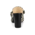 thumbnail image 2 of BLISSFUL STEP Women Stripe Bow Pointed Toe Block Heel Slides Mules Black 7, 2 of 8