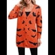 thumbnail image 2 of Cárdigan de Punto Holgado Informal de Larga con Botones para Mujer, con Diseño de Murciélago de Halloween. Color Naranja XL, 2 of 10