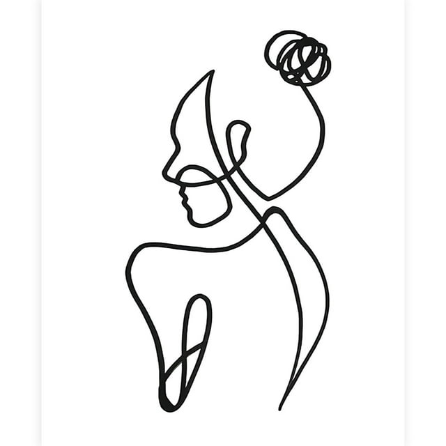 Líneas abstractas Pintura sobre lienzo de mujeres Pintura con aerosol central Amantes besándose Pintura decorativa minimalista en blanco y negro para sala de estar