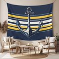 thumbnail image 2 of Nautical Anchor Large Tapestry for Bedroom Wall Hanging Tapestry,Navy Blue Yellow Striped Farmhouse Ombre Ceiling Backdrop Tapestries Poster Blanket Wall Decor for Teens Room Living Room 100" x 59", 2 of 8