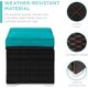 thumbnail image 5 of JJUN Set of 2 Wicker Ottomans, Multipurpose Outdoor Furniture for Patio, Backyard, Additional Seating, Footrest, Side Table w/Storage, Removable Cushions - Black/Teal, 5 of 16
