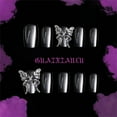 thumbnail image 6 of 10Pcs Women Cats Eye Square False Nails with 3D Butterfly and Glossy Metallic Gray Designs Glues On Nails, 6 of 8
