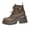 Khaki, variant on Chunky High Heel Platform Ankle Boots for Women Wide Toe Box Lace Up Combat Booties Lightweight Leather Motocycle Boots Black Size 7