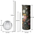 thumbnail image 3 of Grey Canis Floral 20 oz Black Insulated Stainless Steel Tumbler, 3 of 7