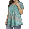 thumbnail image 2 of Gvmfive Women Plus Size Floral Print Short Sleeve Blouse Tunic Casual T-shirt Top, 2 of 5